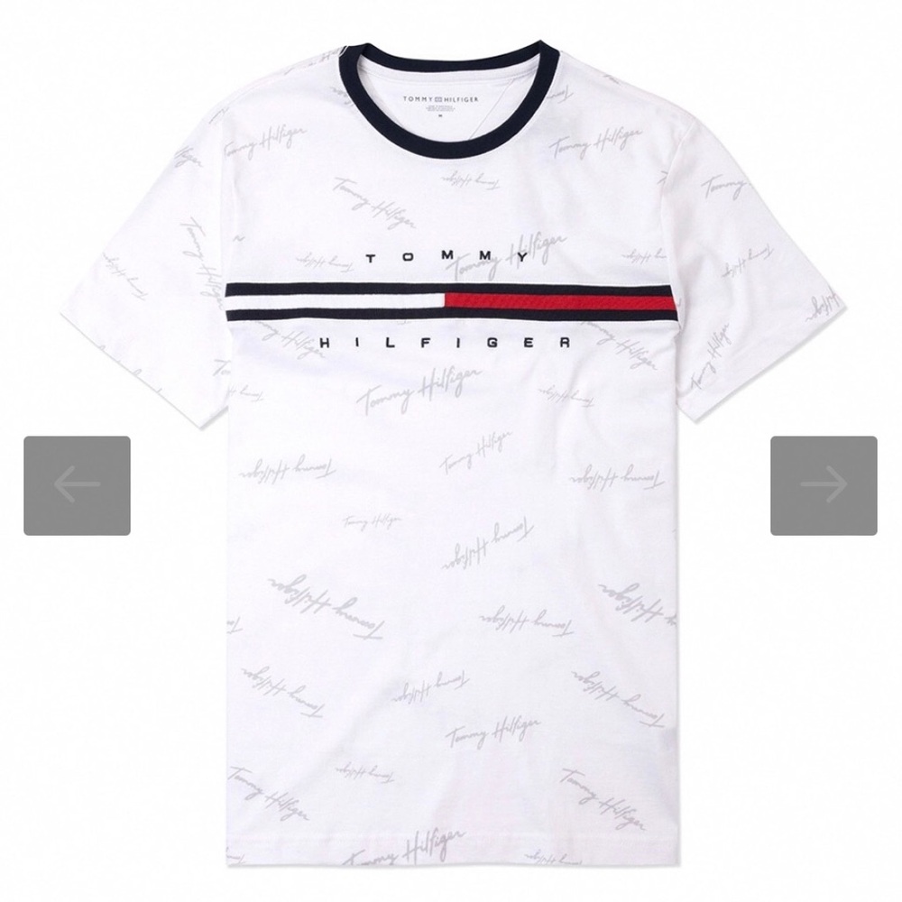 Tommy Hilfiger Essential script logo white tee **Brand New ** w/tags.